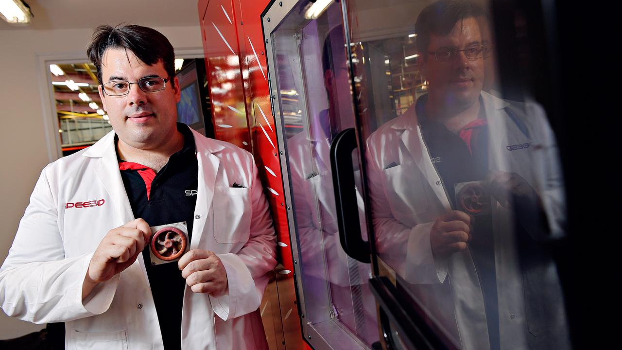 Local inventor Steven Camilleri in 2017 with the world's first LightSpeed3D metal printer at Charles Darwin University.