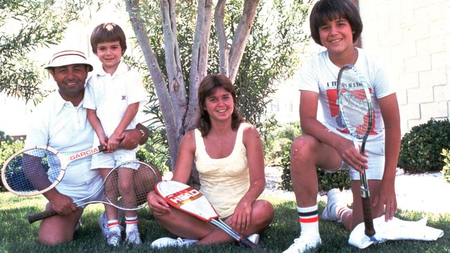 Andre Agassi, age 6 (second from left), with father Emmanuel ‘Mike’ Agassi, older sister Rita and older brother Phil in 1976. Picture: John Russell/Getty Images