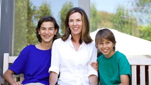 Jennifer Keyte with sons James and Zander.