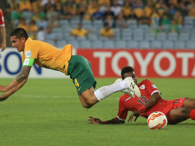 Tim Cahill was lucky to escape injury in this awful challenge.