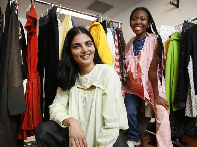 Not for profit platform called to promote local Victorian independent fashion designers to gain exposure. Models Aayushi Badhwar wearing LH Clothings design and Musanda Michelle wearing Scenic Flaws design during fitting ahead of their Thursday runway show.                 Picture: David Caird