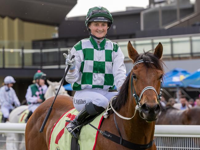 Rochelle Milnes notched her second win aboard Cararada at Morphettville on Saturday. Picture: Makoto Kaneko