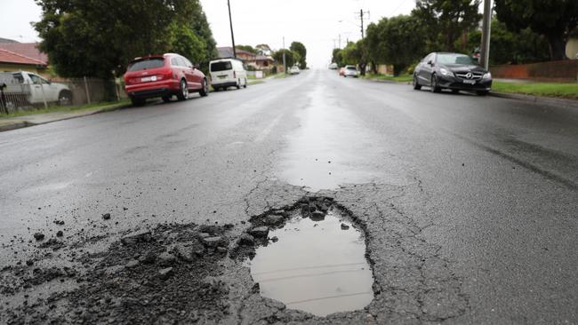 Pothole numbers have soared. Picture: The Daily Telegraph