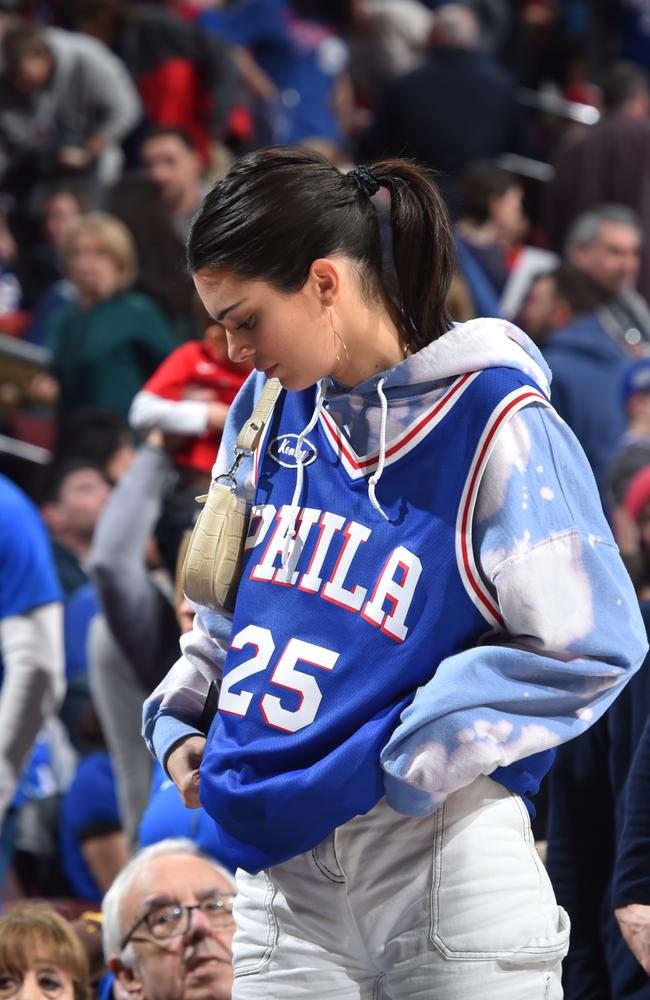 Kendall Jenner at a Philadelphia 76ers in March 2019. Picture: NBAE Jesse D. Garrabrant/NBAE via Getty Images/AFP