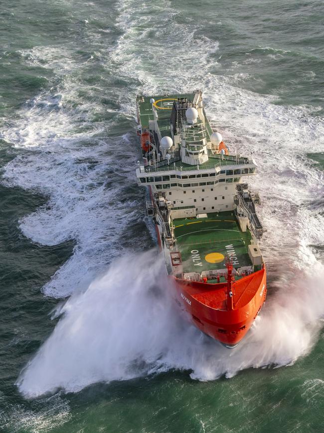 RSV Nuyina undertaking sea trials in the North Sea. Picture: Flying Focus/Australian Antarctic Division