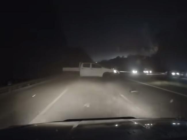 A driver is lucky to be alive after a shocking highway collision. Picture: Facebook/Dash Cam Owners Australia