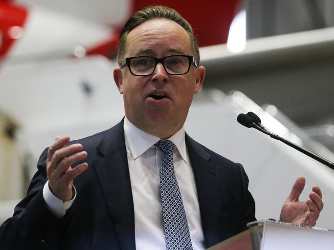 SYDNEY, AUSTRALIA  - AUGUST 14 2023: Qantas CEO Alan Joyce, gives a speech at the launch of the Qantas 'Yes' Campaign in Sydney. Picture: NCA Newswire / Gaye Gerard