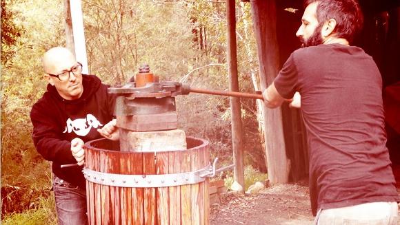 Taras Ochota making wine with Tool frontman Maynard Keenan. Picture: Supplied