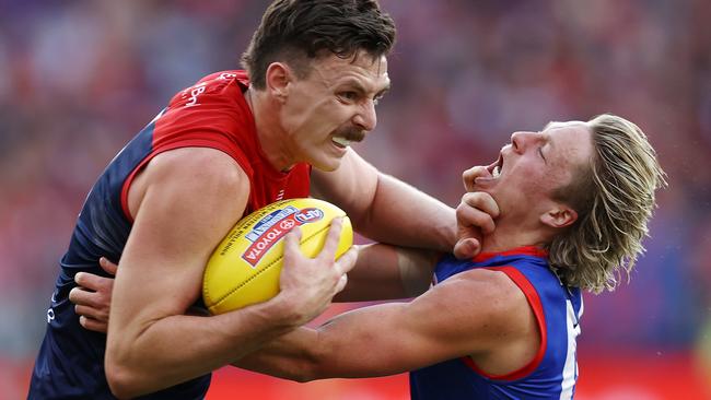 Jake Lever and Cody Weightman during last year’s grand final. Picture: Michael Klein