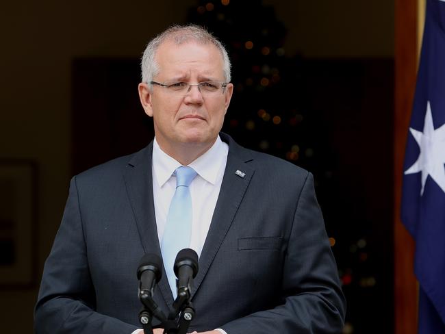 PM Scott Morrison after announcing the Next Governor General David Hurley in the Prime Ministers Courtyard, Parliament House in Canberra. Picture Kym Smith