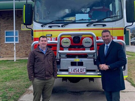 ALP candidate for the Southern Downs Joel Richters with Minister for Fire and Emergency Services Craig Crawford at the Killarney Fire Station. (Photo: File)