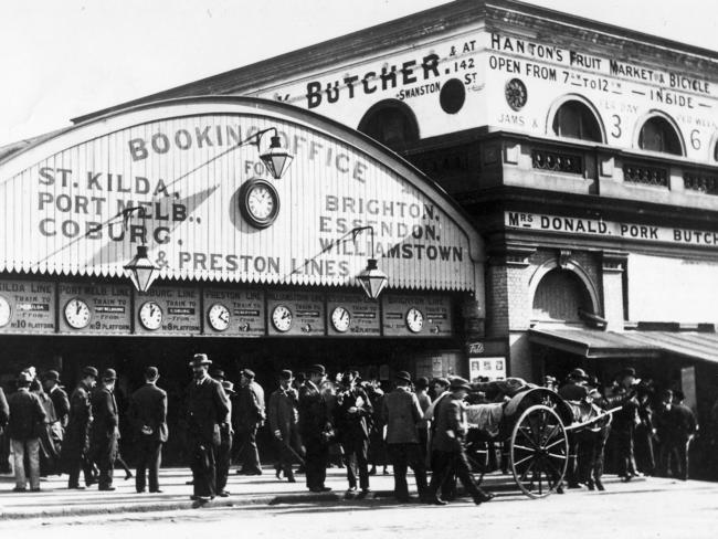 Flinders St Station in the late 1800s before the new station was built. Picture: HWT Library.