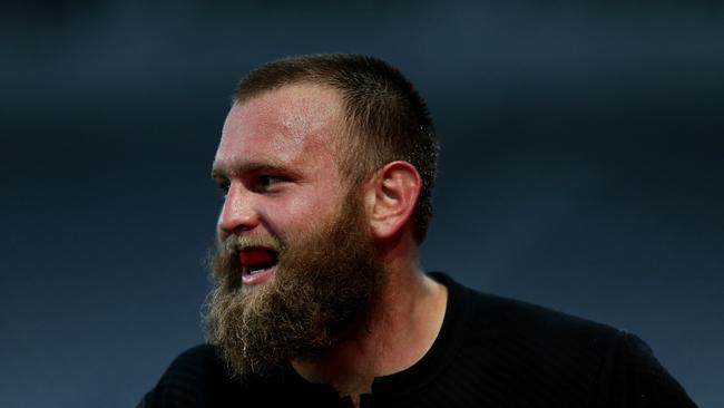 Joe Moody of the All Blacks looks on during a New Zealand training session in Dunedin.