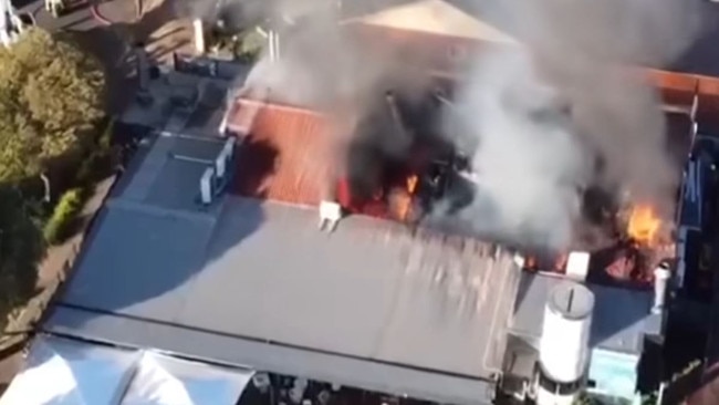 A fierce fire has torn through several popular restaurants severely damaging the properties. Pictures: 7NEWS.