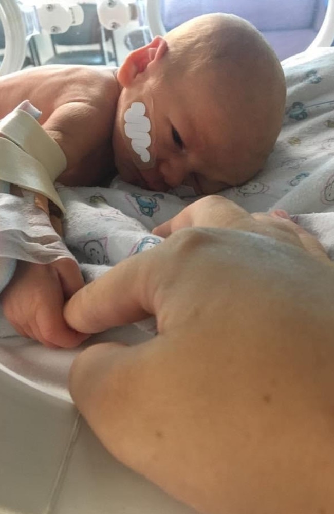 Beaconsfield baby Lucas Baker did not just surprise his parents by arriving six weeks early – the biggest shock came 10 days later when he was diagnosed with viral meningitis. Picture: Contributed