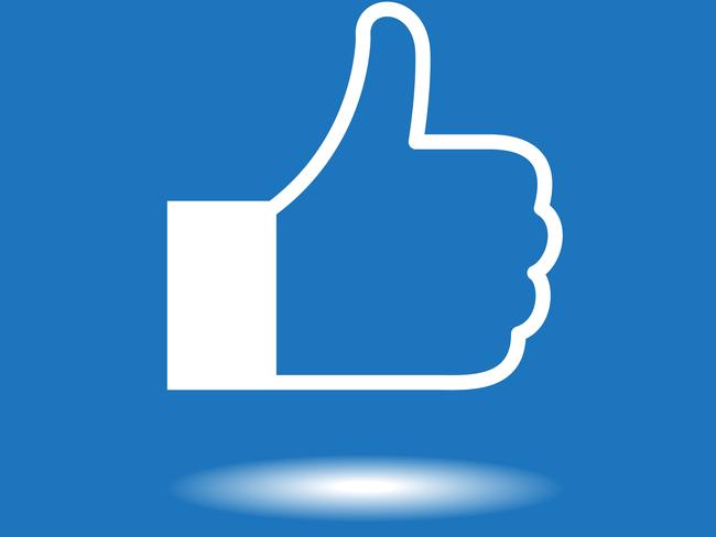 Design thumbs up icon. White icon on blue backgroundFacebook generic