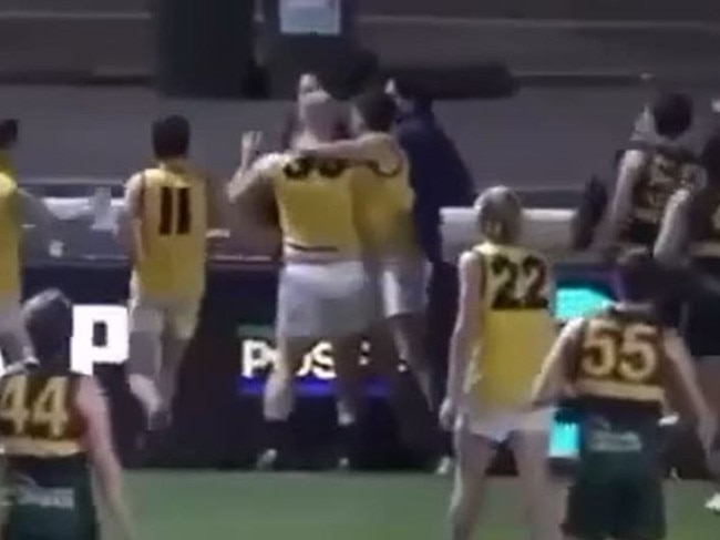 The Adelaide Footy League is investigating a physical altercation between a Scotch OC player and Pembroke OS spectator. Picture: Filming Footy