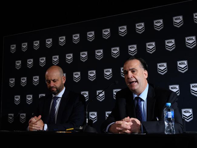 Todd Greenberg (left) and ARLC Chairman Peter V’landys. Picture: AAP