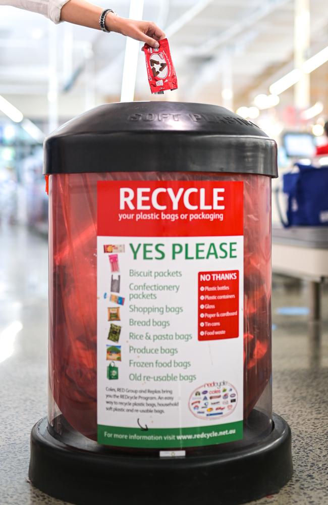 By changing the logo temporarily, it wants to remind Aussies to recycle wrappers at REDcycle collection bins, located in most major supermarkets.