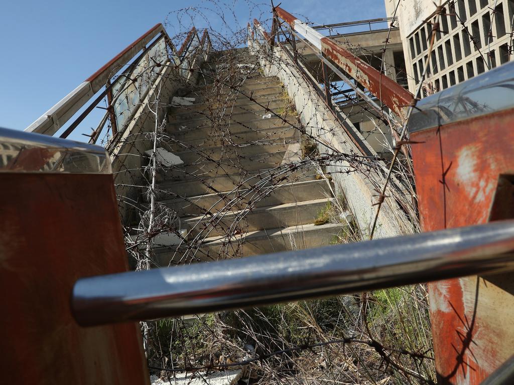 An old stairway covered in barbed wire leads to the former visitor's restaurant and terrace. Picture: Sean Gallup/Getty Images