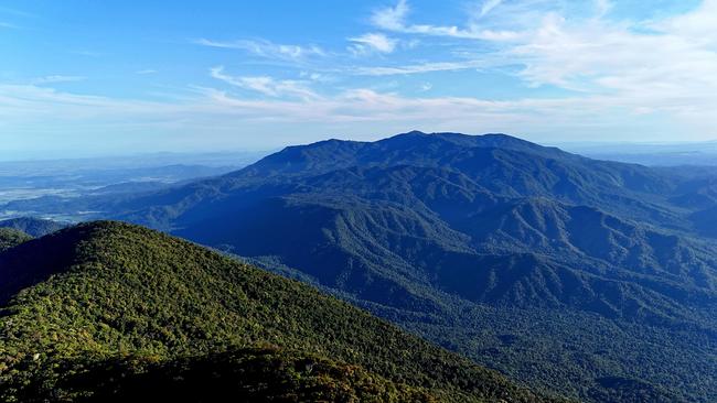 Sean Dromey captured this image from his drone, sitting above the centre peak of Bellenden Ker, looking across the Goldsborough Valley toward Mount Bartle Frere.