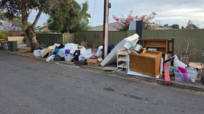 Rubbish dumped at the Second Chances Op Shop at Sturt, moved to Plymouth Ave. Picture: Supplied