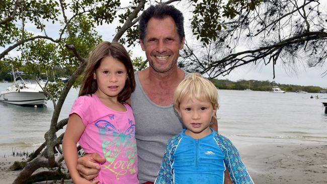 Solange, Rocko and Nesh Simic bring in the New Year on the Noosa River in 2015. Picture: Geoff Potter.