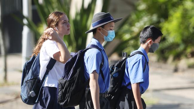 Students arriving at Brisbane State High School.