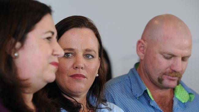 Tick and Kate Everett, parents of Dolly, with Premier Annastacia Palaszczuk unveiling anti-cyberbullying measures last month. Picture: John Gass/AAP