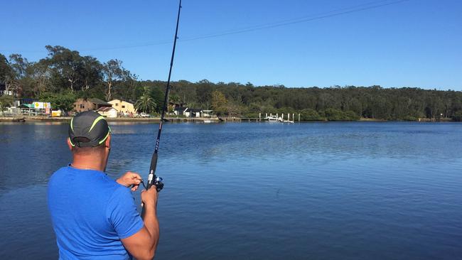 Fishing for flathead on the Georges River at Lambeth Reserve, Picnic Point. Picture: James Taylor
