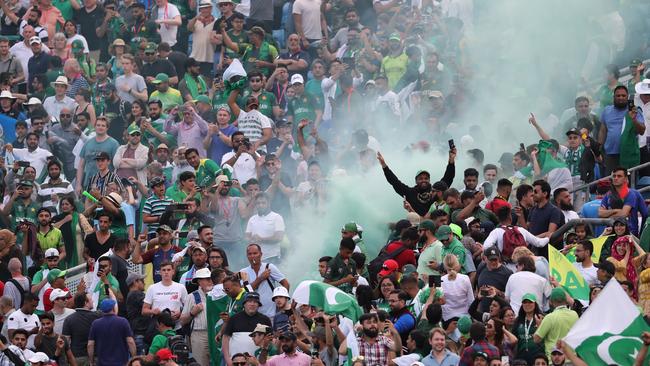 Pakistani cricket fans celebrate their team's victory. Picture: AP