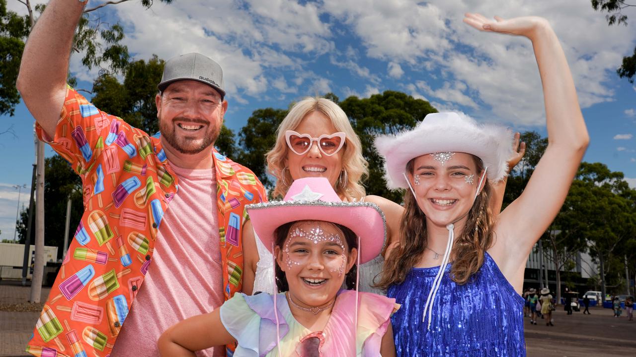 Sam, Mia, Emma and Ava Dunn from Cessnock, before the first Taylor Swift concert in Sydney. Photo: Tom Parrish