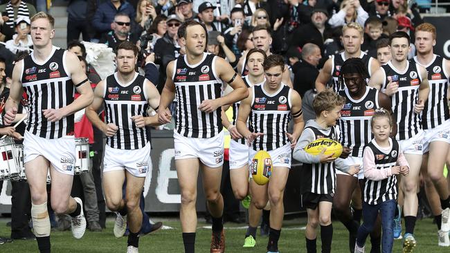 Port Magpies’ prison bar stripes are iconic, but the club faces a very uncertain future. Picture: Sarah Reed