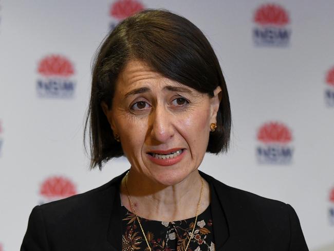 SYDNEY, AUSTRALIA - NewsWire Photos MARCH, 18, 2021: NSW Premier Gladys Berejiklian speaks to the media during a press conference in Sydney. Picture: NCA NewsWire/Bianca De Marchi