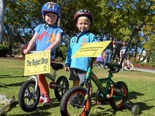 Harrison Thomas and Aidan Steinhardt at the Gatton Kindergarten Bike-a-Thon.Photo Amy Lyne / Gatton Star. Picture: Amy Lyne