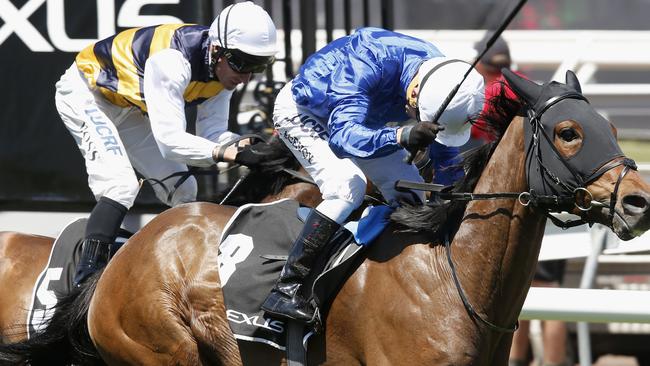 Kerrin McEvoy rides Oceanographer to win the Lexus Stakes.