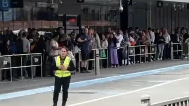 Travellers have been forced to wait in three-hour long lines for Ubers as drivers walk off the job in protest for better pay conditions. Picture: Supplied