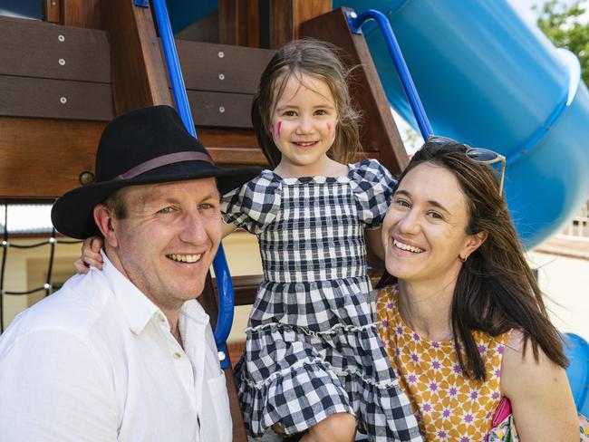 Callum and Rachel Woodall with daughter Lucy at Fairholme Spring Fair, Saturday, October 19, 2024. Picture: Kevin Farmer