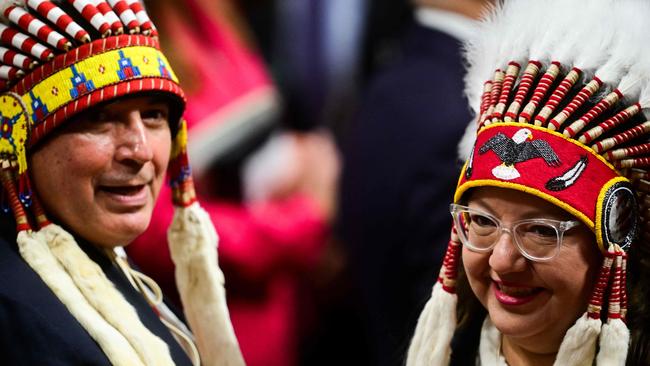 Members of the Inuit community look on before King Charles III delivers a speech from the Throne to open the first session of the 45th Parliament of Canada at the Senate of Canada. Picture: AFP