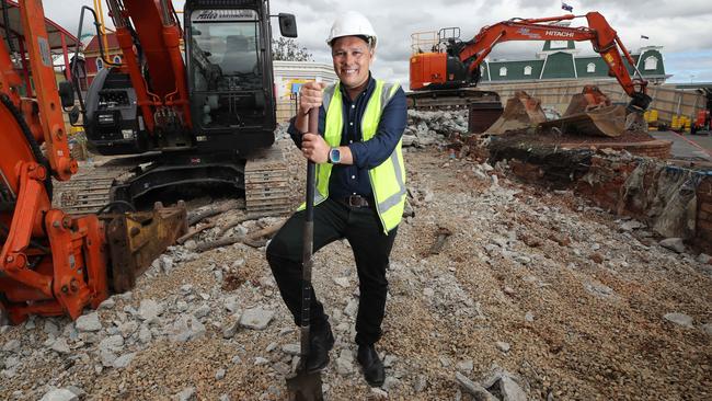 CEO Greg Yong stands in the rubble of the old entry pool which is making way for a new attraction. Picture: Glenn Hampson