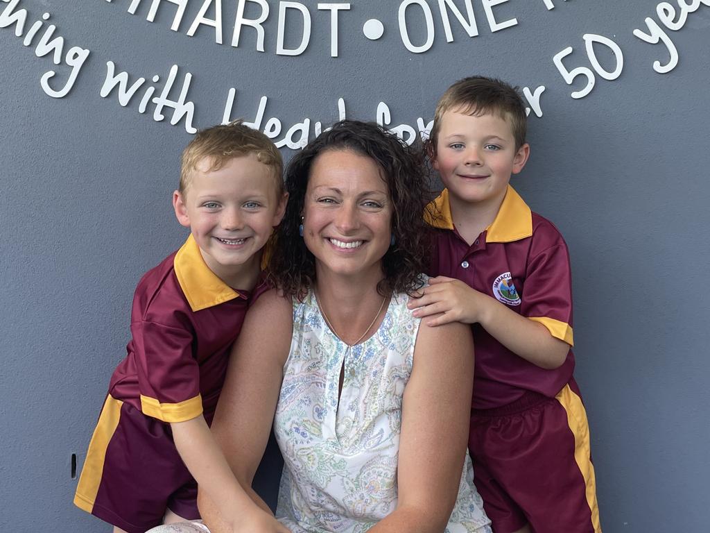 Alec and Hugh Gallagher, with their mother Makarla, are starting Prep.