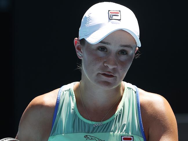 Australian Open Day 11 . 30/01/2020. Ash Barty vs Sofia Kenin.   Ash Barty during her straight sets loss   . Pic: Michael Klein