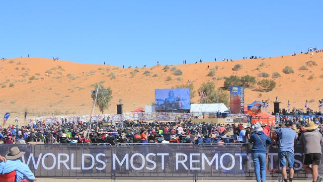 The 2018 Birdsville Big Red Bash main stage. Picture: Dani Pogson