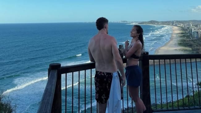 Nathan Cleary and Mary Fowler together in Burleigh. Picture: Instagram