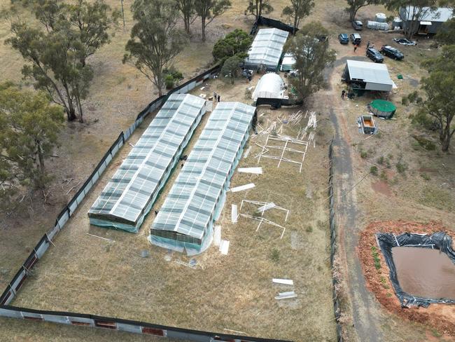 Cannabis farm greenhouse set-ups at  Kamarooka. Supplied Victoria Police