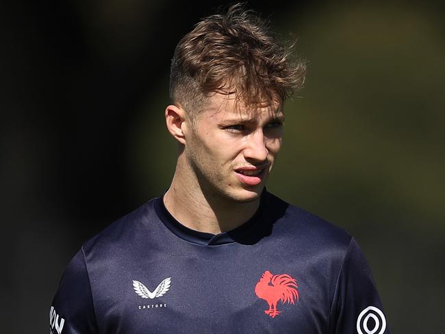 SYDNEY, AUSTRALIA - MARCH 29: Sam Walker looks on during a Sydney Roosters NRL training session at Kippax Lake on March 29, 2021 in Sydney, Australia. (Photo by Matt King/Getty Images)