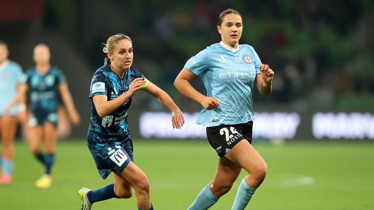 MELBOURNE, AUSTRALIA - MAY 04: Daniela Galic of Melbourne City in action during the A-League Women Grand Final match between Melbourne City and Sydney FC at AAMI Park, on May 04, 2024, in Melbourne, Australia. (Photo by Kelly Defina/Getty Images)