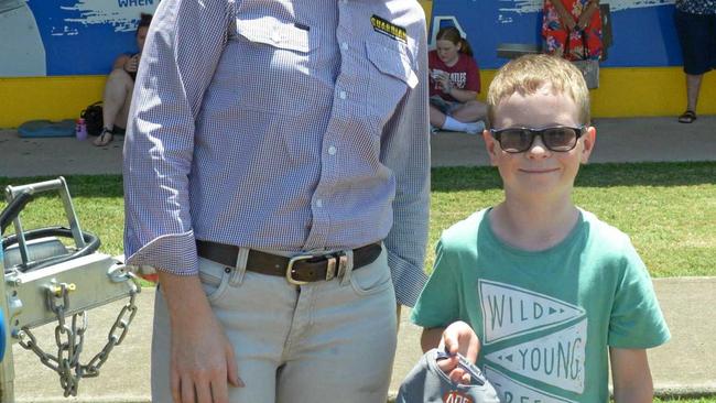 Catrina Trail from Guardian Campers with 7-year-old Henry Oliver from Mt Morgan at the camper draw. Picture: Jann Houley