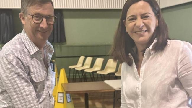 QLDVOTES24: LNP Nanango MP Deb Frecklington and her husband cast their votes in Wondai on election day.