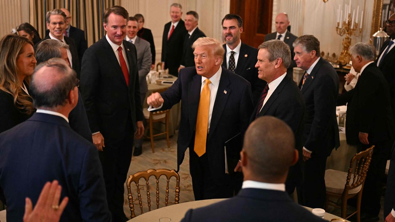 Mr Trump arriving to speak at the Governors Working Session in the State Dining Room of the White House. Picture: Jim Watson / AFP